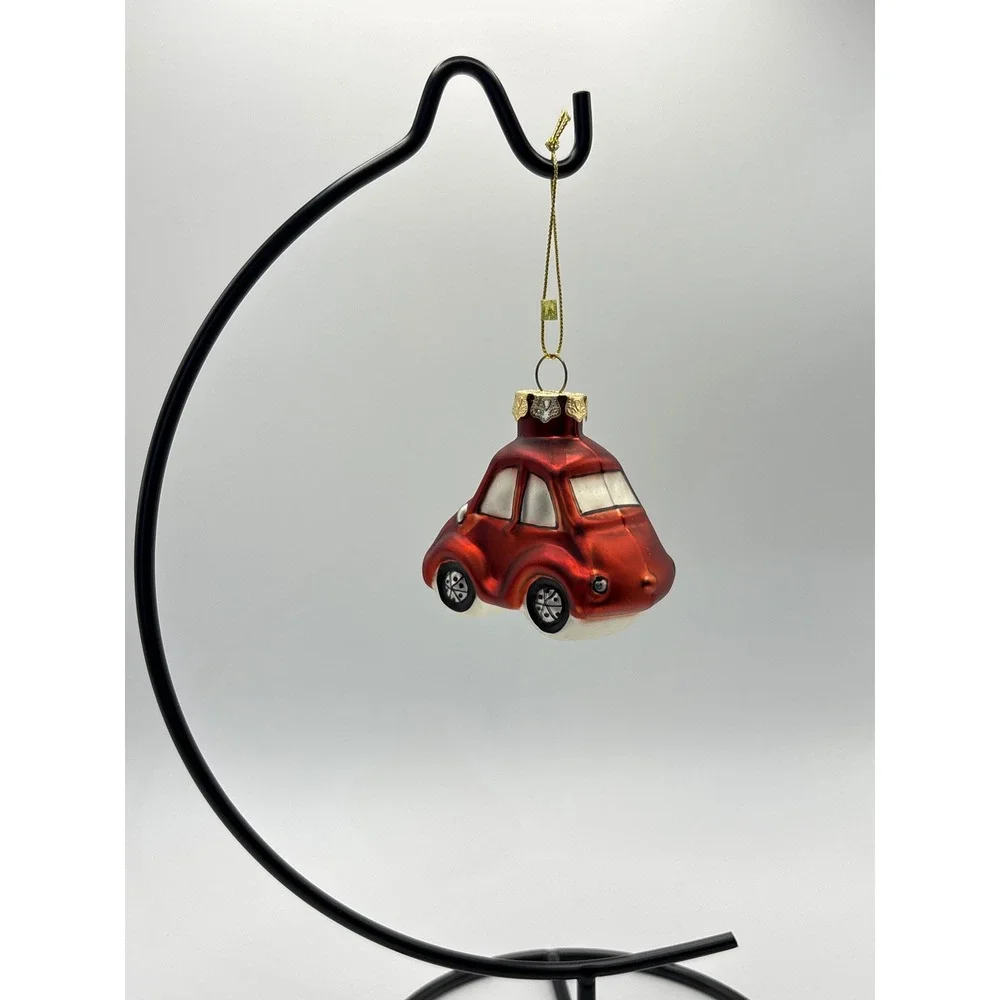 Vintage Hand Blown Mercury Glass Volkswagen Beetle Christmas Ornament Red VW